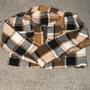 SHEIN Plaid Jacket - Brown, Black, White